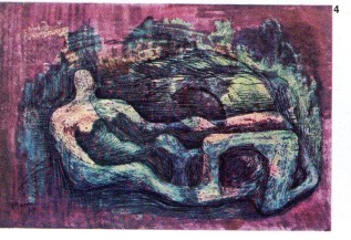 Henry Moore (b.1898): Reclining Figure. Study for sculpture in wood. 1940. Private Collection. p300